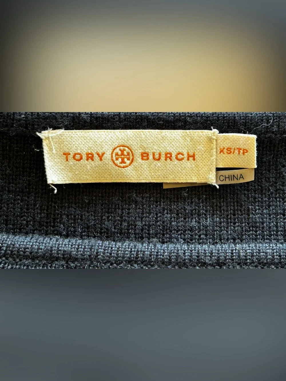 Tory Burch Black Scoop Neck Long Sleeve Sweater XS